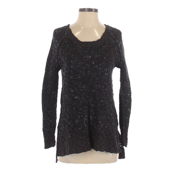 Free People Wool Blend Longline Knit Tunic Sweater Size XS Charcoal Gray Marled - Picture 1 of 7